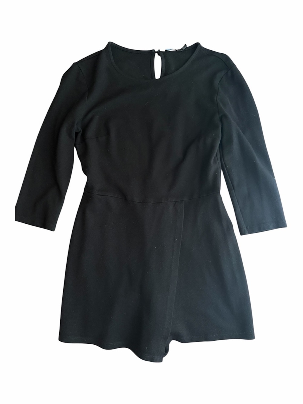 Bershka BSKGIRL Black Romper Women’s Small Minimalist Long Sleeve Skort Playsuit